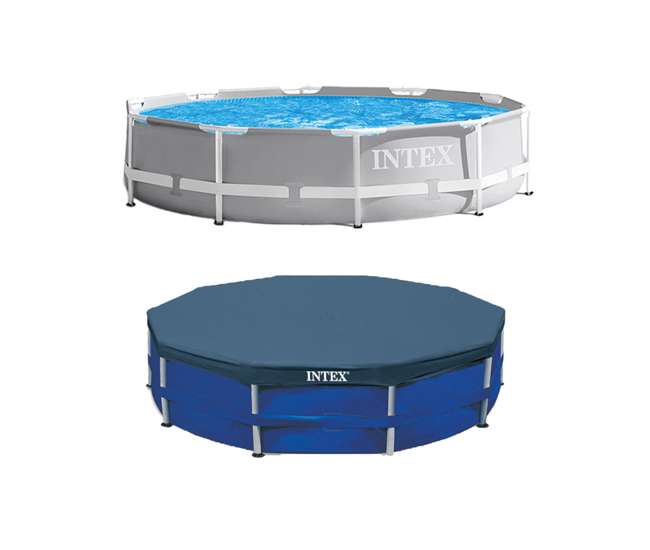 26701EH + 28030E Intex 10 Foot x 30 Inches Pool w/ 10-Foot Round Cover
