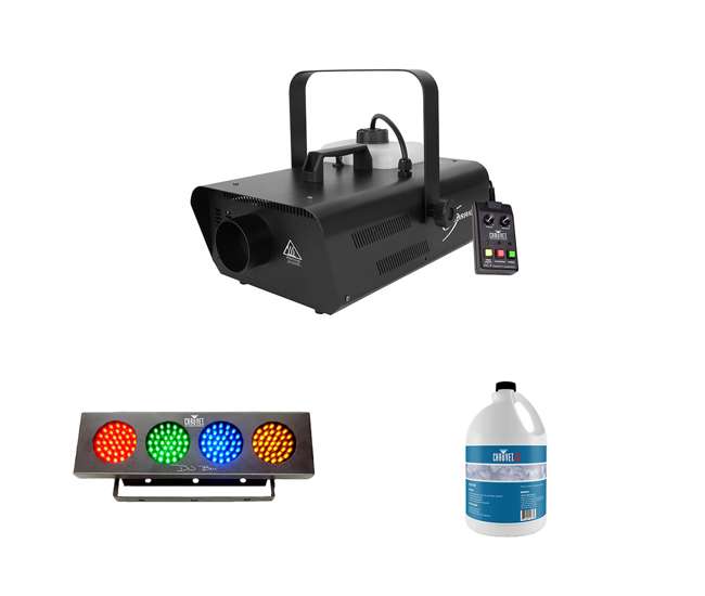 H1302 + FJU + DJBANK Chauvet Fog Machine & Fog Smoke Juice Fluid W/ Sound Active Light Strip