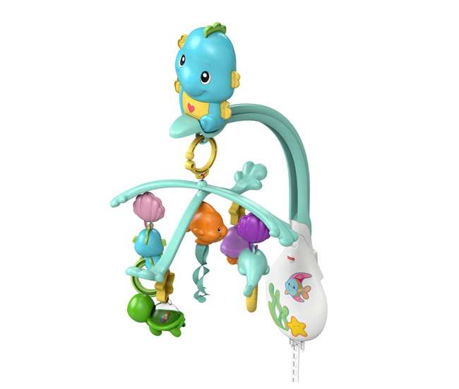 DFP12 Fisher Price 3 in 1 Soothe and Play Seahorse Mobile with Rattles
