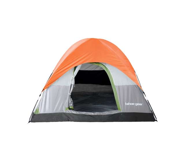 TGT-POWELL-3 Tahoe Gear Powell 3 Person 3 Season Dome Camping Frame Tent, Green and Orange