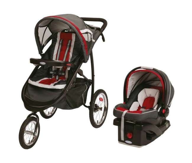 Graco Fastaction Folding Jogger Stroller With Car Seat Travel Set Chili Red - Red Car Seat And Stroller Set