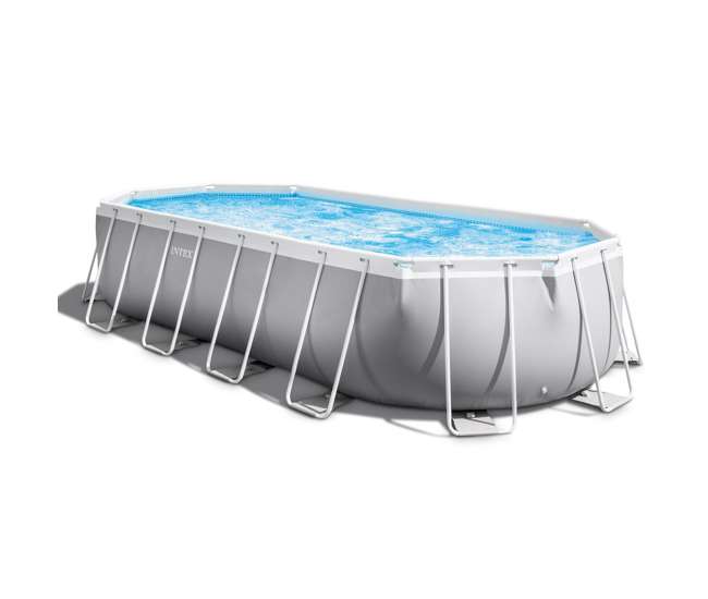 Intex 20ft x 10ft x 48in Prism Frame Oval Swimming Pool Set Ladder, Cover, Pump, 26797EH