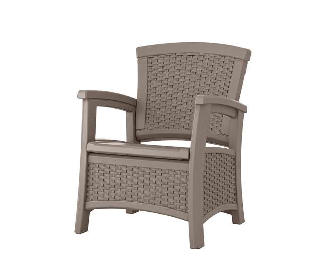 Suncast Elements Club Chair With Storage Dark Taupe Bmcc1800dt