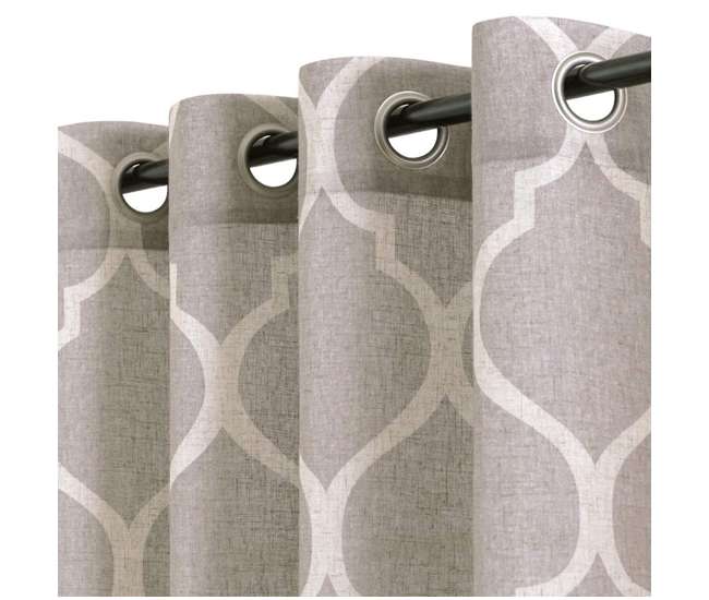 Jinchan Linen 50 X 84 Geometric, Grey Quatrefoil Curtains