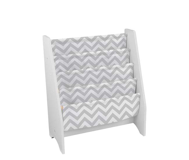 white sling bookcase