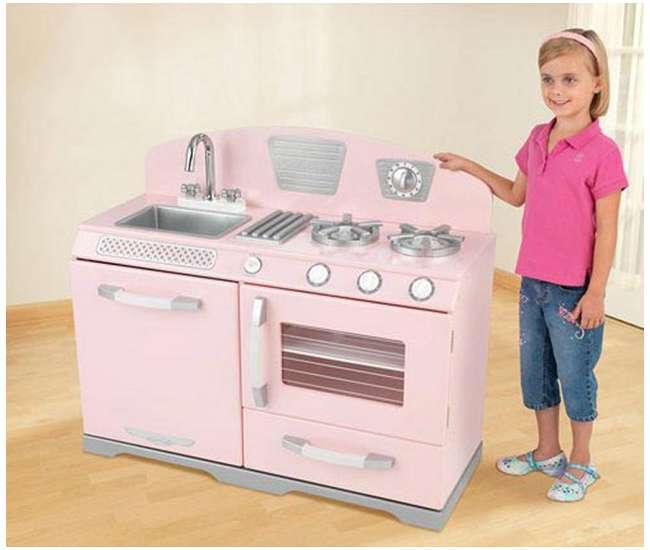 pink retro play kitchen