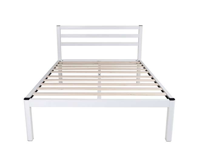 Intellibase 18 Inch Wood Slat White, Platform Bed Frame Queen With Headboard Wood
