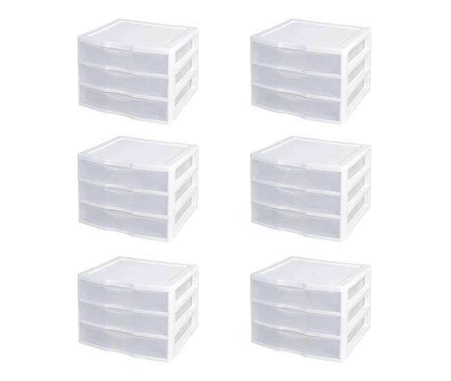 Sterilite Wide 3 Drawer Desktop Storage Unit 6 Pack 6 X 20938003