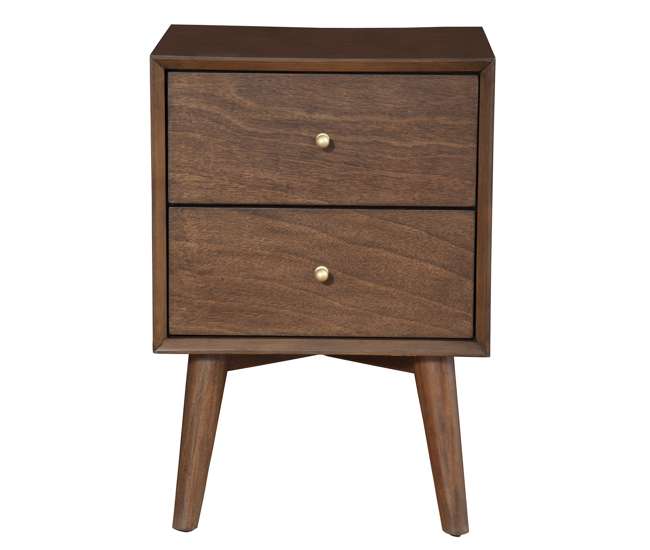 Alpine Furniture Flynn Modern 2 Drawer Wood Chest Nightstand Walnut Used 966wal 02