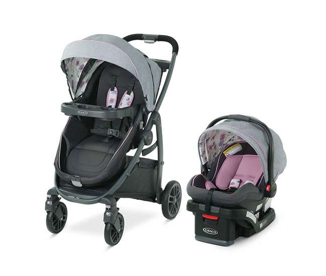 pink travel system with car seat