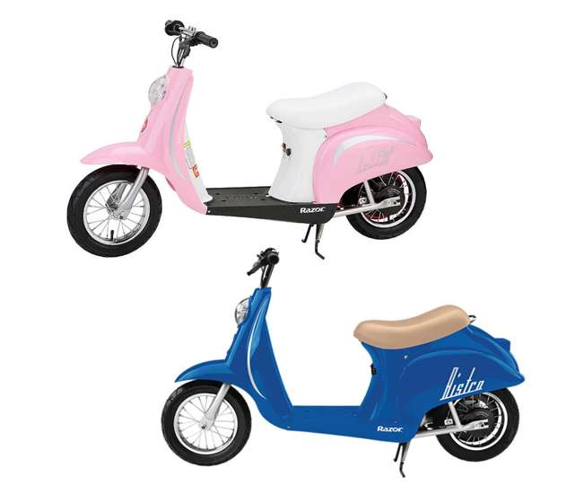 pink razor electric scooter with seat