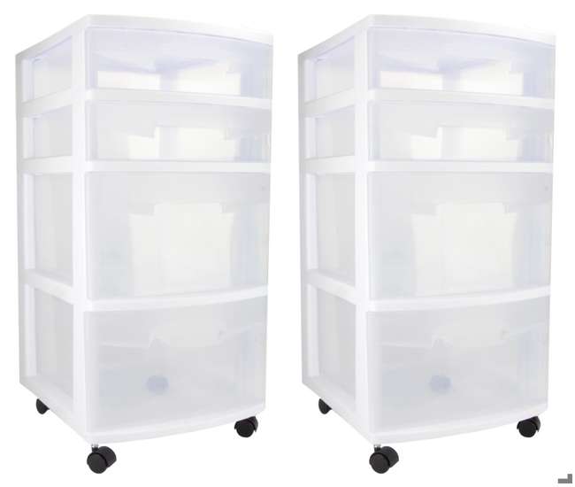 Sterilite 4 Drawer Storage Cart 2 Pack 28228002