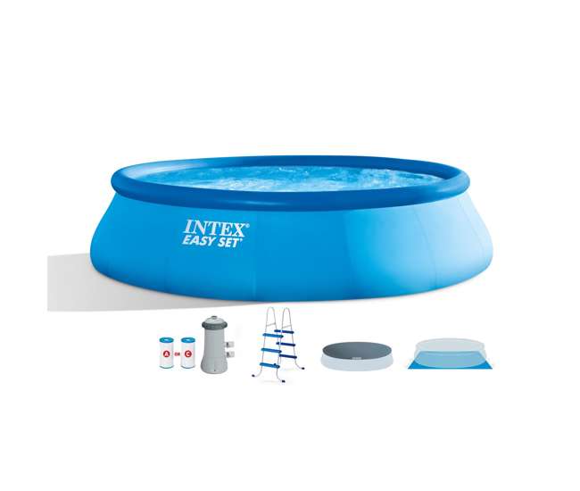 Intex 26165EH Inflatable Above Ground Swimming Pool Bundled w/ Above Ground Pool Filter Pump System