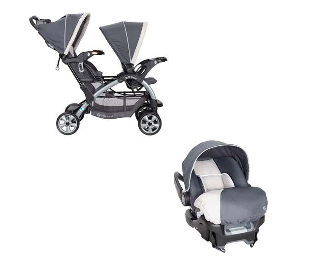 double stroller with car seat and base