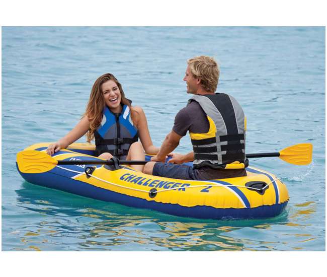 Intex Challenger 2 Inflatable Boat Set With Pump And Oars 2 Pack