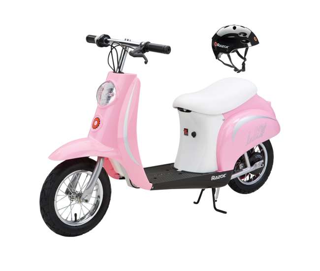 pink motor scooter