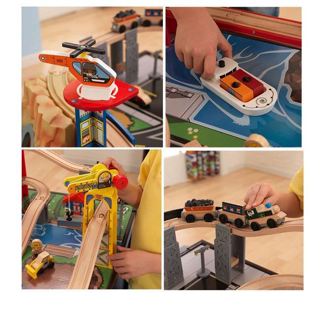 KidKraft Metropolis 100Piece Wooden Train Table Set 17935