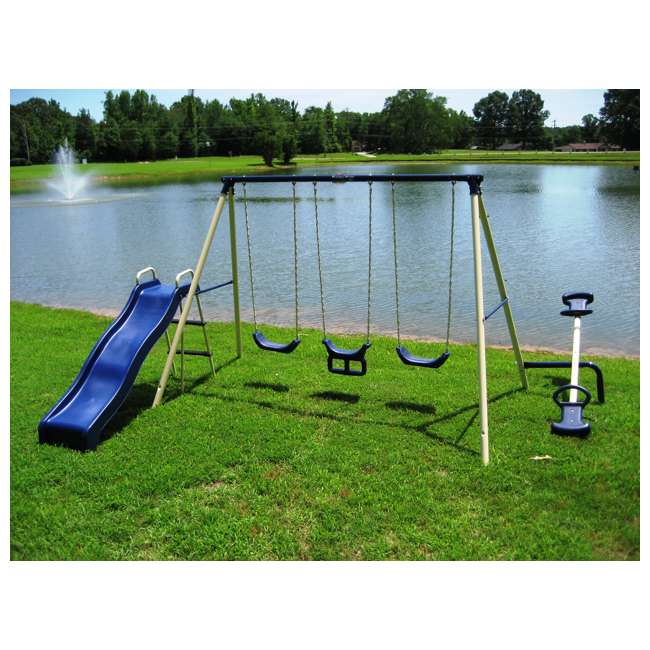 Flexible Flyer Triple Fun II Swing Set with Slide, Swings, & Teeter