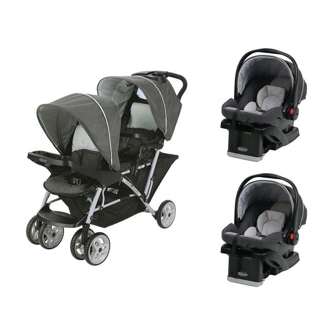 Graco-DuoGlider-Click-Connect-Double-Stroller-&-Car-Seats-...