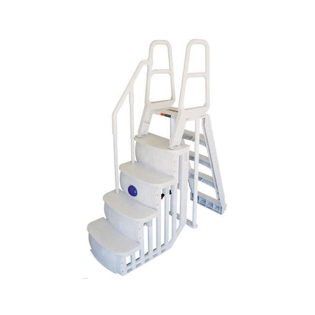 main access smart step and ladder system above ground swimming pool