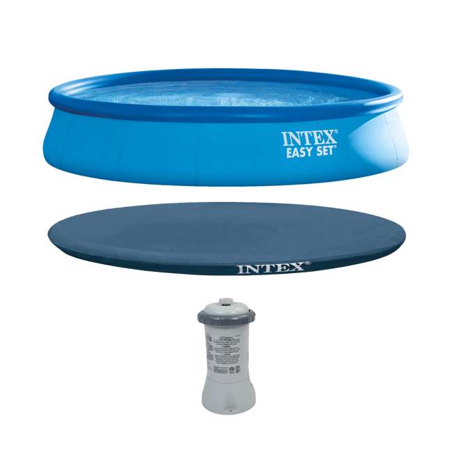 Intex 15' x 33" Easy Set Above Ground Pool, Pump & Cover 28157EH + 28023E