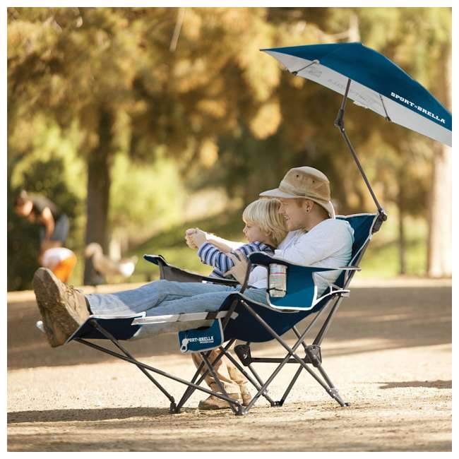 SportBrella Umbrella Recliner Folding Chair, Blue BRE0361501