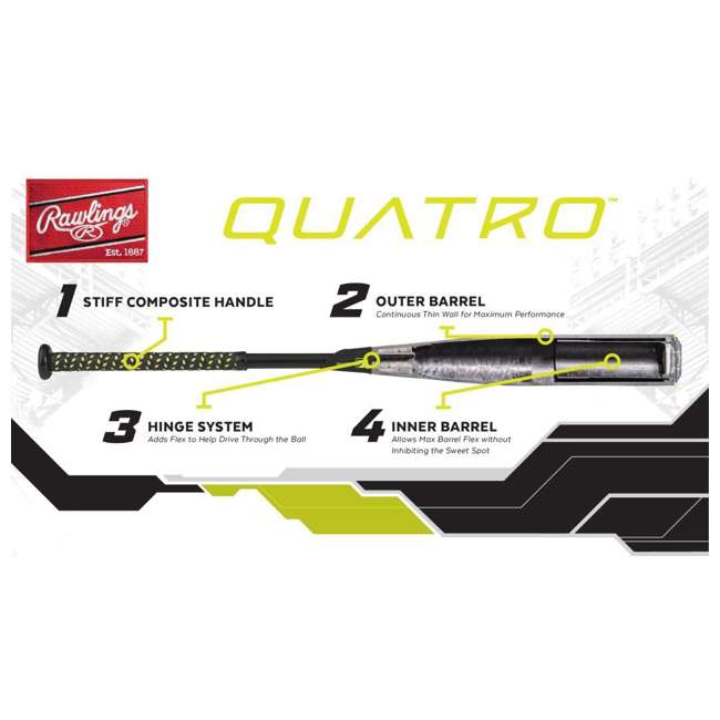 Rawlings Quatro Glowstick BB8Q3 Aluminum (3) [32"/29] Baseball Bat