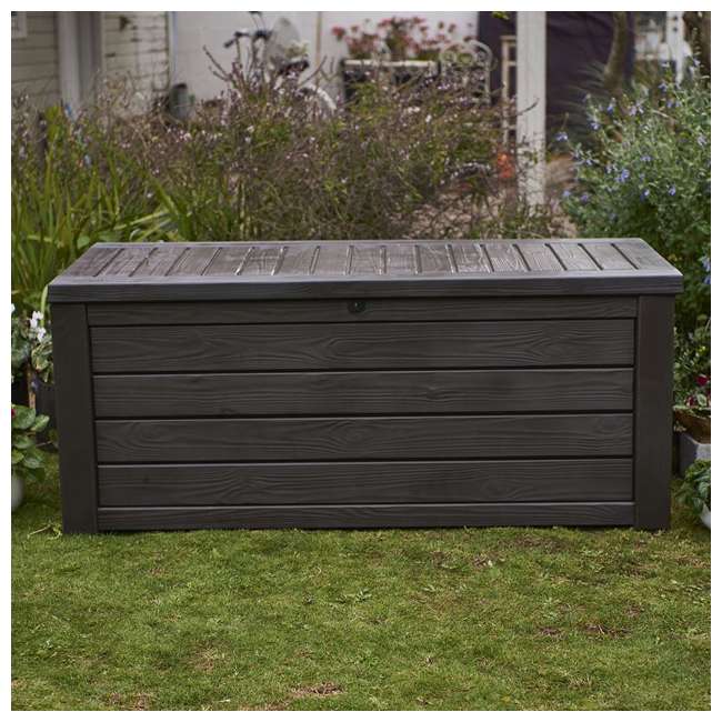 Keter Westwood 150-Gallon Outdoor Patio Storage Deck Box and Bench : 231666