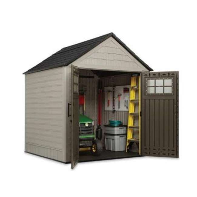 Rubbermaid 7 x 7 Feet Big Max Storage Shed with Utility Hook, Sand