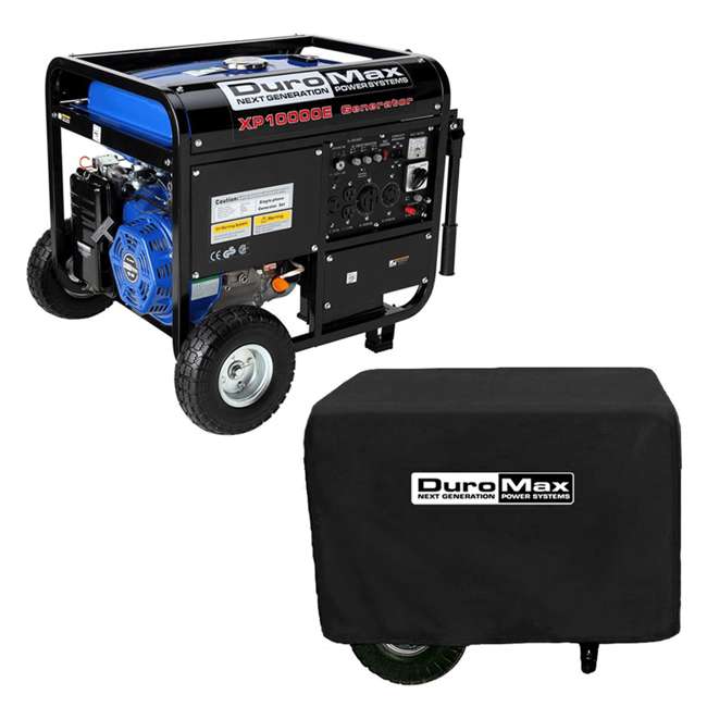 DuroMax 10000 Watt Portable Gas Generator & Generator Cover, Black