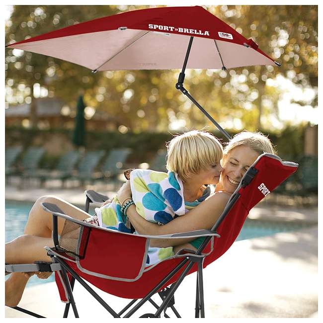 SportBrella Umbrella Recliner Folding Chair, Red BRE0362001