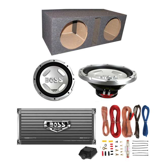 2) Boss CX122 12Inch 1500W Subwoofers + Sub Box + Amplifier + Amp Kit