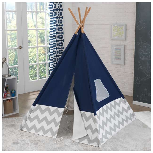 KidKraft Deluxe Indoor Teepee, Navy and Gray Chevron 00228