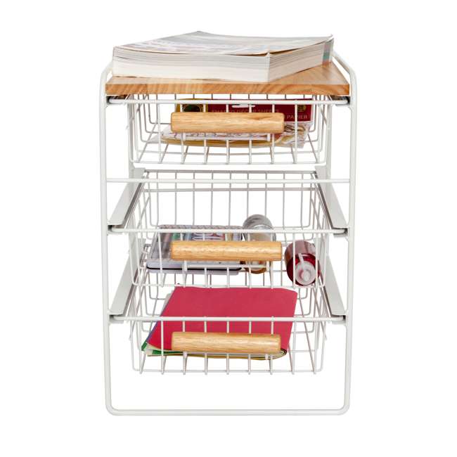 Origami Kitchen Countertop 3 Drawer Wood Top Organizer White