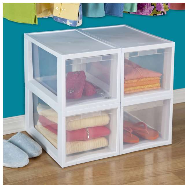 Sterilite Modular Stacking Storage Drawer Clear Box Container, 8 Pack