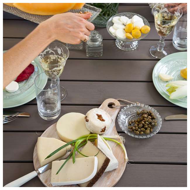 Keter Harmony White Cappuccino Modern Outdoor Patio Dining Table 226342