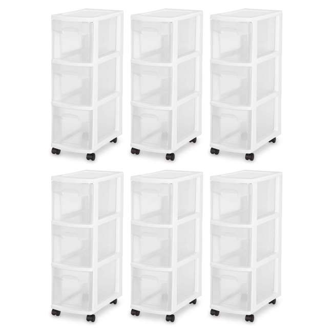 Sterilite 3 Drawer Narrow Storage Cart Pack 27308003 6 X 2730