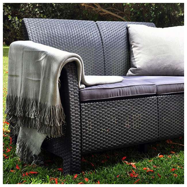 Keter Corfu Resin 4 Piece Patio Conversation Set, Charcoal 212584