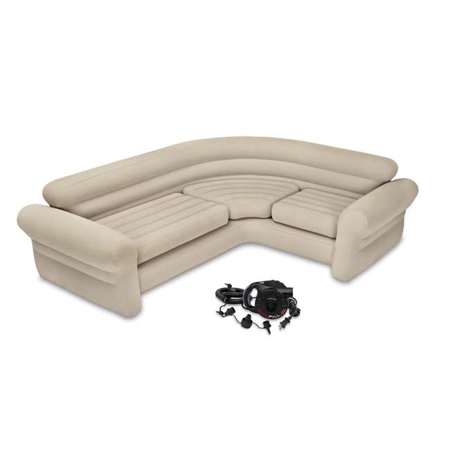 Intex Inflatable Corner Sectional Sofa with Air Pump 68575EP + 66623E