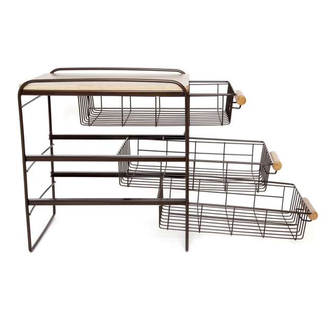 Origami Kitchen Countertop 3 Drawer Wood Top Organizer Brown