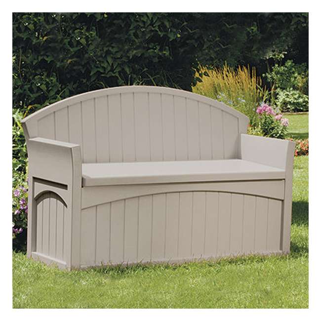 Suncast 50 Gallon Patio Bench Large Outdoor Resin Storage Box