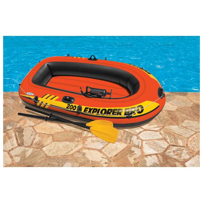 Intex Explorer Pro 200 Inflatable Two Person Raft Boat Set Orange 58357EP