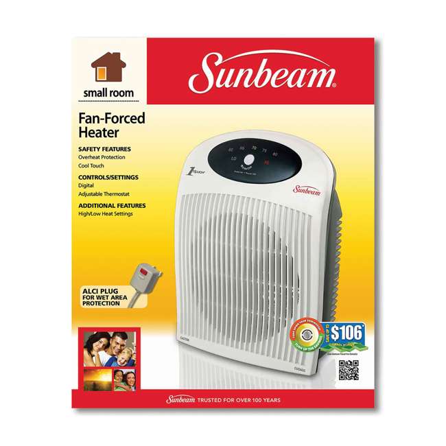 Sunbeam FanForced 1Touch Electronic Portable Heater Fan SFH442