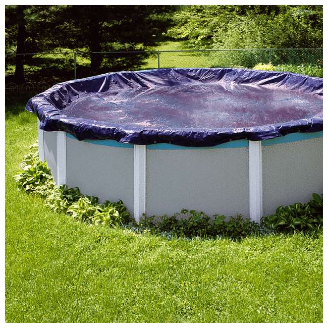 Swimline 28Foot Round Above Ground Winter Pool Cover, Blue + Tools S28RD