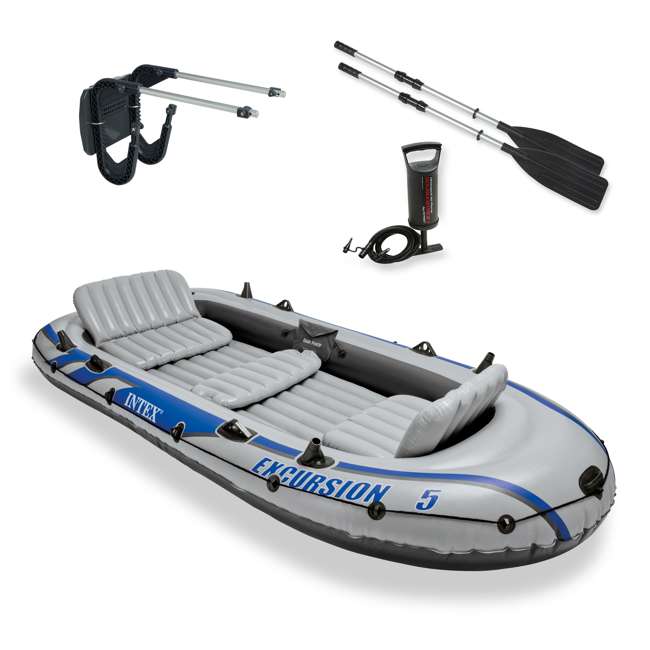 Intex Excursion 5 Inflatable Boat Set + Motor Mount 68325EP + 68624E