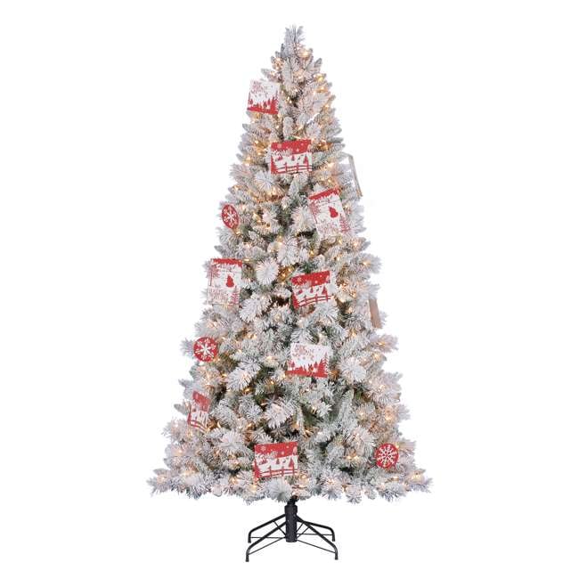 Hallmark 7.5-Foot Northern Estate White Flocked Pre-Lit Christmas Tree, Clear Lights : TG76M3AECS00