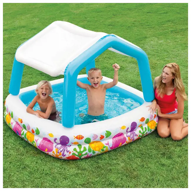 intex inflatable ocean scene sun shade kids swimming pool with canopy