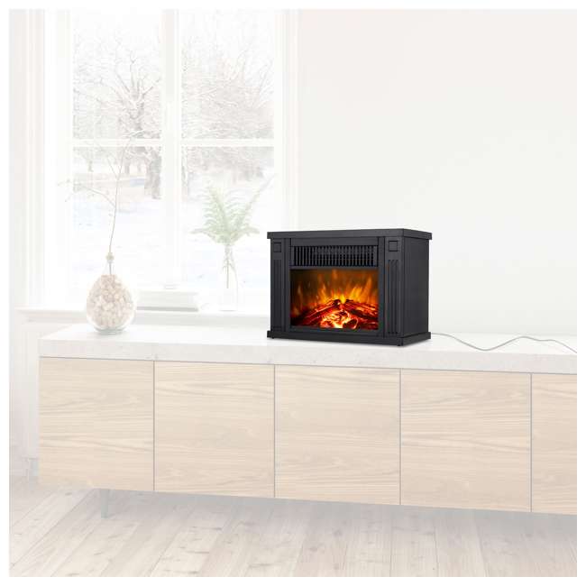 Konwin Fp401 Small Electric Tabletop Faux Fireplace Heater Black