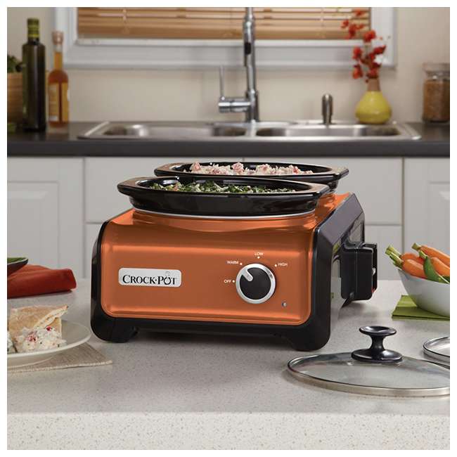CrockPot Hook Up Double 1Quart Connectable Slow Cookers, Copper