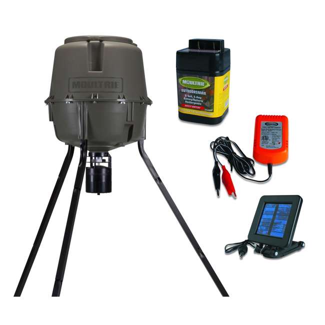 Moultrie 30 Gal Adjustable QuickLock Deer Feeder + Solar Panel, 6V
